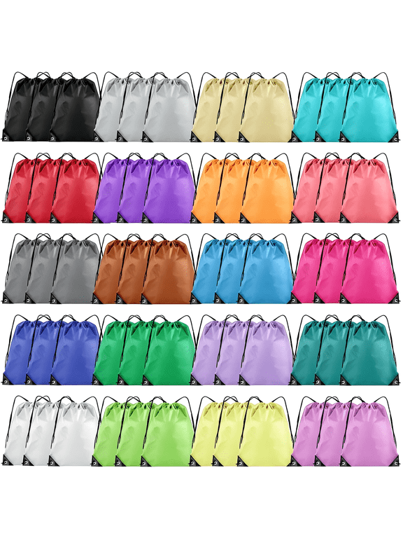 Drawstring Backpack Bulk 60 Pcs Drawstring Bags 16.5x13.4in|14 Colors,Polyester String Backpack,Lightweight C" Bag,Foldable Sackpack for Men,Women,Gym Sports,DIY,Party,Outdoor