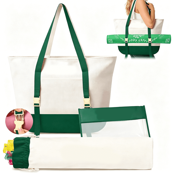 AOMRCOL Empty Mahjong Tile Bags Set for Tiles and Racks,Canvas Tote Bag with Mat Holder Accessories Organizer,Portable Mahjong Case Drawstring Protective Sleeve for Rack Pushers,Green