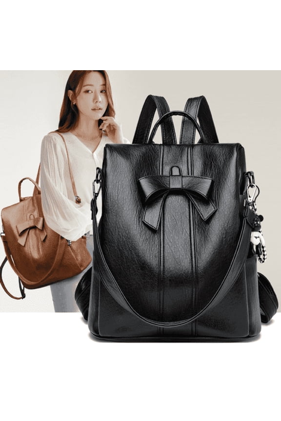 Fashion Backpack for Women-Pu Leather Backpack Large Backpack Purse for Travel Work Shopping Multi-Pocket Lightweight Daily Use Fashion Accessory-Black