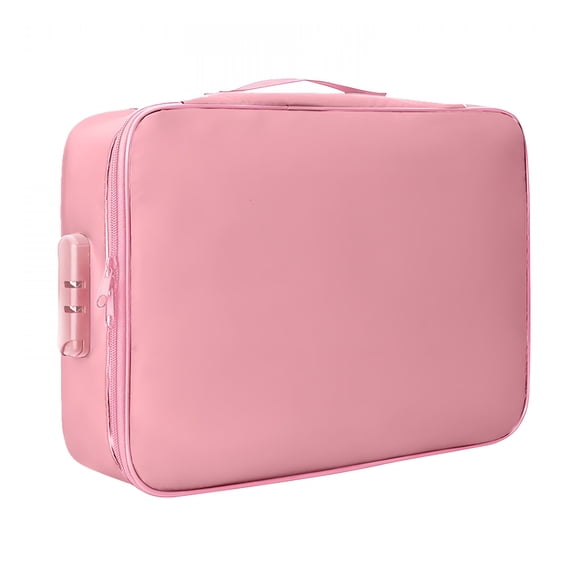 AOMRCOL Fireproof Document Box with Lock,Waterproof Fire Proof File Organizer with Multi-Layers Storage,Portable Home Office Safe for Important Documents And Laptop-Pink