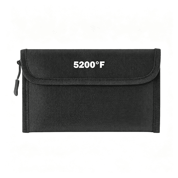 AOMRCOL Fireproof Waterproof Document Bag-5200F Water Resistant Fire Proof Money Bag,3 Layers of Heat Insulated Storage with Zipper,7.9"X5" Portable Files Safe Pouch for Cash Passport (Black)
