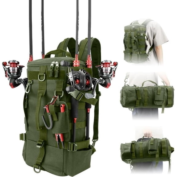 AOMRCOL Fishing Backpack with Rod Holder,Water-Resistant Fishing Tackle Backpack,Hiking Backpack,Bag Sling Tackle Storage Backpack,Lightweight Fishing Gear Bag for Hiking,Camping,Kayak,Outdoor Trip