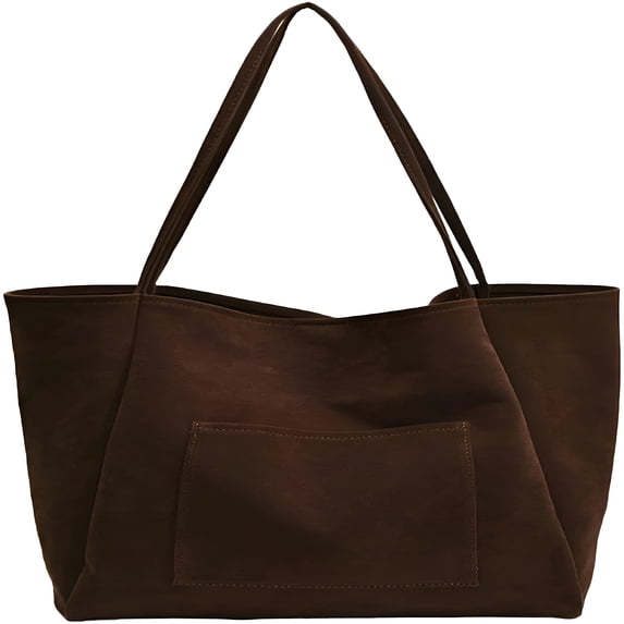 AOMRCOL Gastropod Large Suede Tote Bag for Women Retro Slouchy Shoulder Bag Brown Suede Purse Satchel Bag Work College Handbag Winter