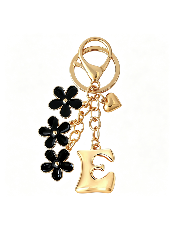 Gold Bubble Initial Bag Charms for Women,A-Z Letter Keychain | Cute Flower Purse Accessories for Handbags, Monogram Gift Back to School Gifts Bag Accessories Charms