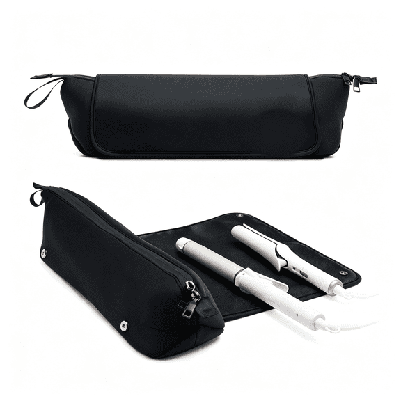 AOMRCOL Hair Tools Organizer - Hot Hair Tools Travel Bag with Heat Resistant Mat, Large Capacity Pouch for Flat Irons, Curling Wands, Hair Dryers - Black Versatile Hair Tool Organizer