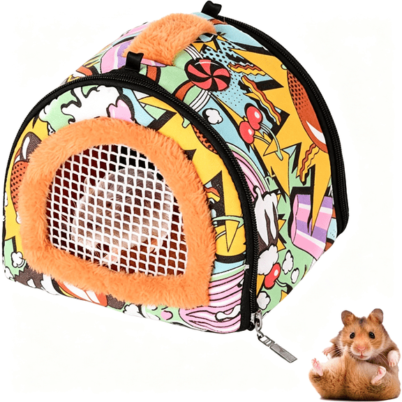 AOMRCOL Hamster Carrier Bag Gerbil Outgoing Travel Pouch Sugar Glider Breathable Carrying Strap with Zipper Suitable for Rat Hamster Mice,Breathable Hamster Carrier