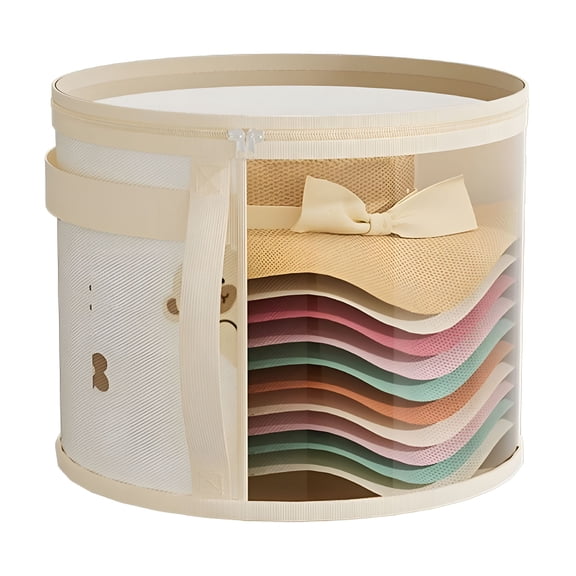 AOMRCOL Hat Storage Box for Women,Cowboy Hat Case,Stackable Felt Hat Boxes with Clear Window,Foldable Hats Case with Carrying Handles for Closet Organizer