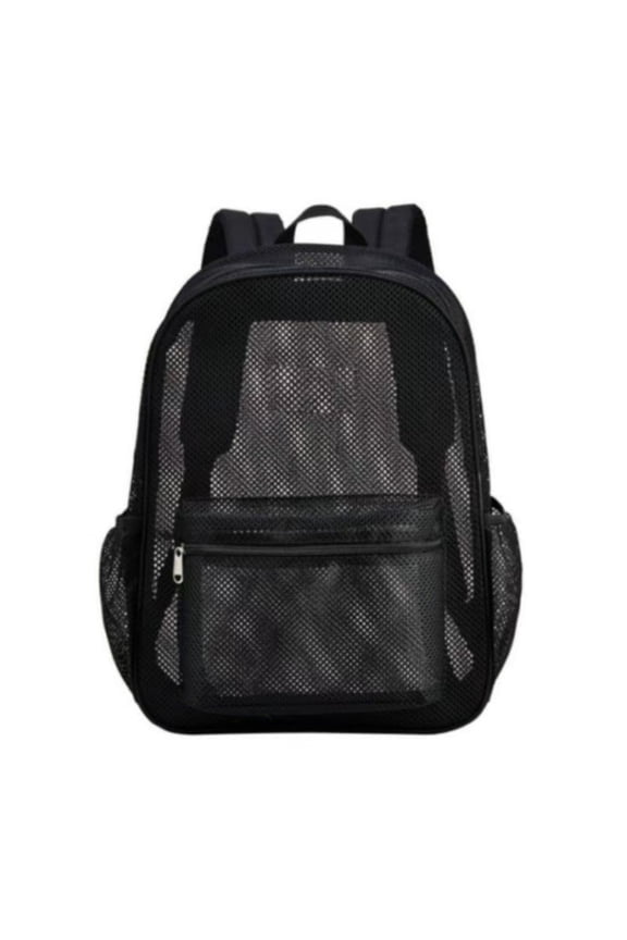 Heavy Duty Mesh Backpack,See through College Student Backpack with Padded Shoulder Straps for Commuting,Swimming,Travel,Beach,Outdoor Sports,Black