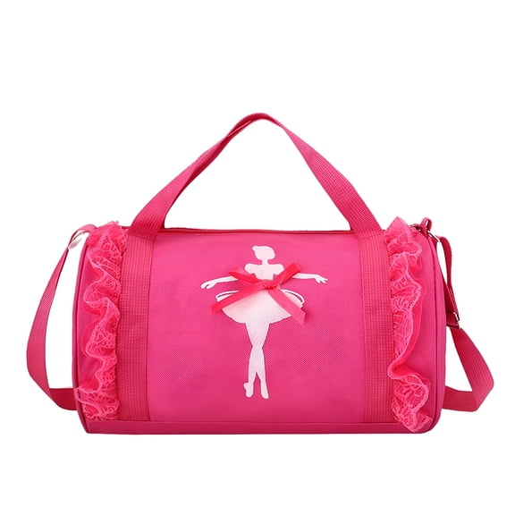 AOMRCOL Kids Dance Ballet Bag Large Capacity Fashion Tote Bag Custom Travel Yoga Duffle Handbag Dance Bag for Girls(Hot Pink)