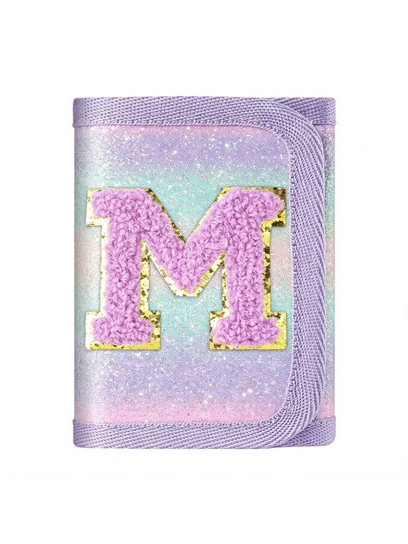 Kids Wallet Trifold Wallet with Personalized Initials Alphabet Perfect Girls Gifts for Birthday Festival Purple-M Stylish Girls Wallet