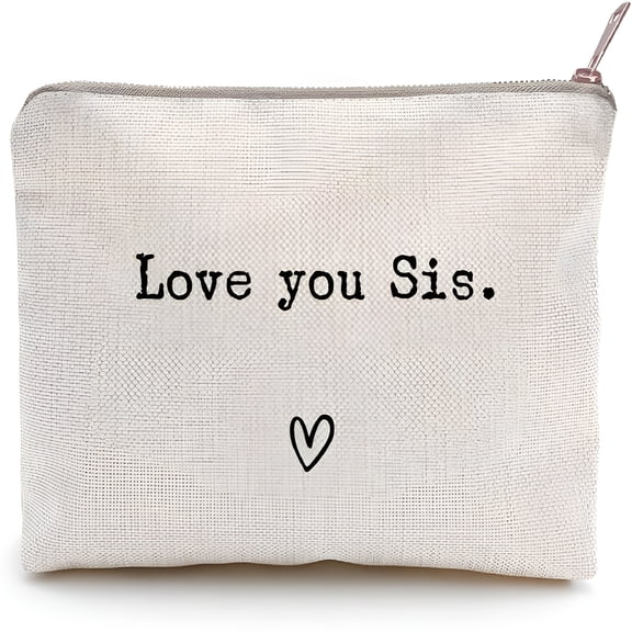AOMRCOL Love You Sister, Sister Gift, Missing You, Send Love, Makeup Case, Toiletry Bag, Gift for Friend, Makeup Bag for Best Friends