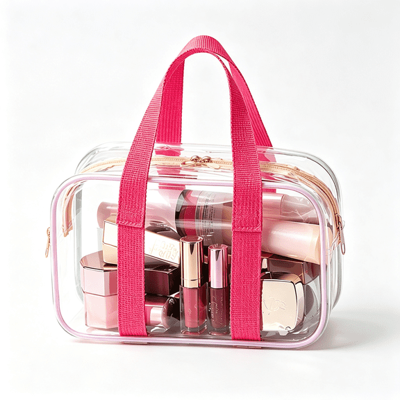 AOMRCOL Macaron Jelly Clear Makeup Bag,Tsa Approved Travel Toiletry Bag|8"L 2"W 5"H,Waterproof Pvc Material with Zipper,Carry-On Travel Accessories