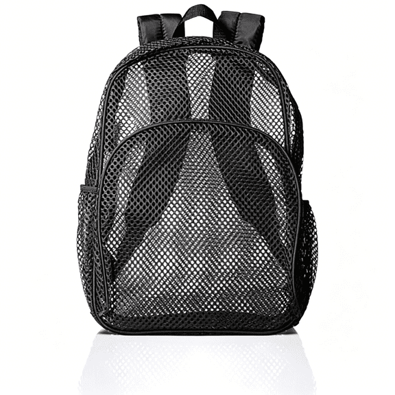 AOMRCOL Mesh Backpack with Adjustable Padded Shoulder Straps for Gym Sports Beach Pool Travel Lightweight Breathable Multi-Pocket Storage Accessory Gift,Black