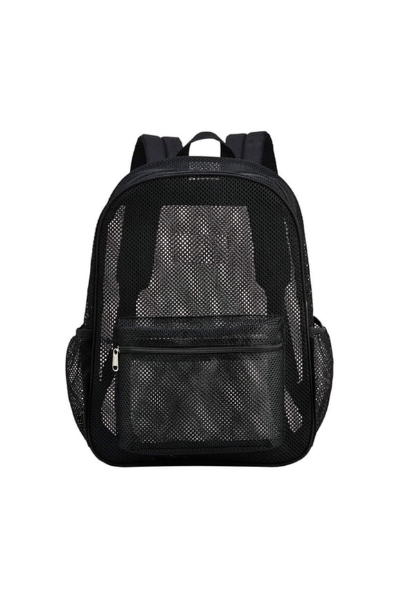 Mesh Backpack Heavy Duty Student Net Bookbag High Quality Netting School Bag Durable Security See through Daypack Black