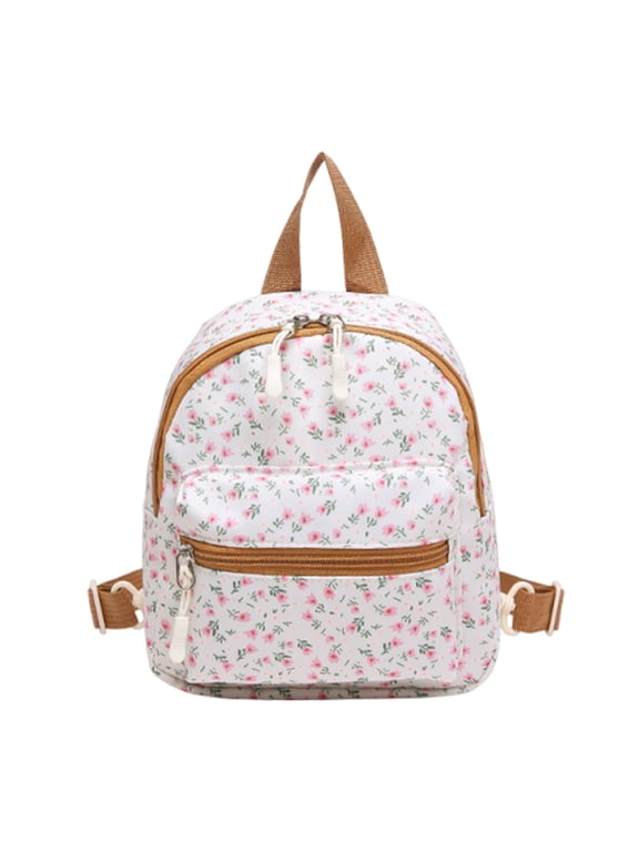 Mini Floral Backpack for Women Small Backpack Purse Shoulder Bag for School Travel Lightweight Multi-Pocket for Shopping Daily Use Fashion Accessory Gift(Brown)
