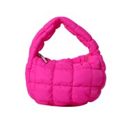 AOMRCOL Mini Puffy Quilted Handbag Soft Puffer Tote Bag for Women Cute Wrist Bubble Bag Lightweight Nylon Clutch Purse