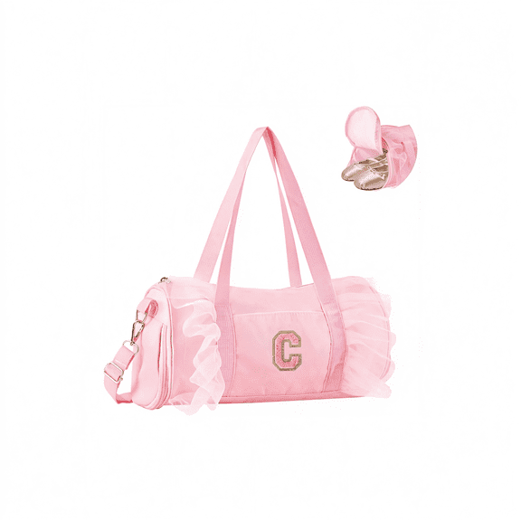 AOMRCOL Personalized Initial Dance Bag for Girls 4-6|Small Lace Gym Sport Yoga Cheer Dance Bags Gift for Teen Girls|Cute Letter Kids Ballet Bag Toddler Travel Duffel Tote with Adjustable