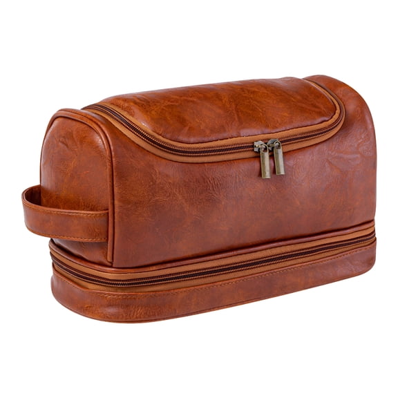 AOMRCOL Personalized Toiletry Bag for Men, Dad, Husband, Large Capacity Leather Travel Kit Handcrafted Custom Name Unique Gift for Wedding Groomsmen Gifts Birthday