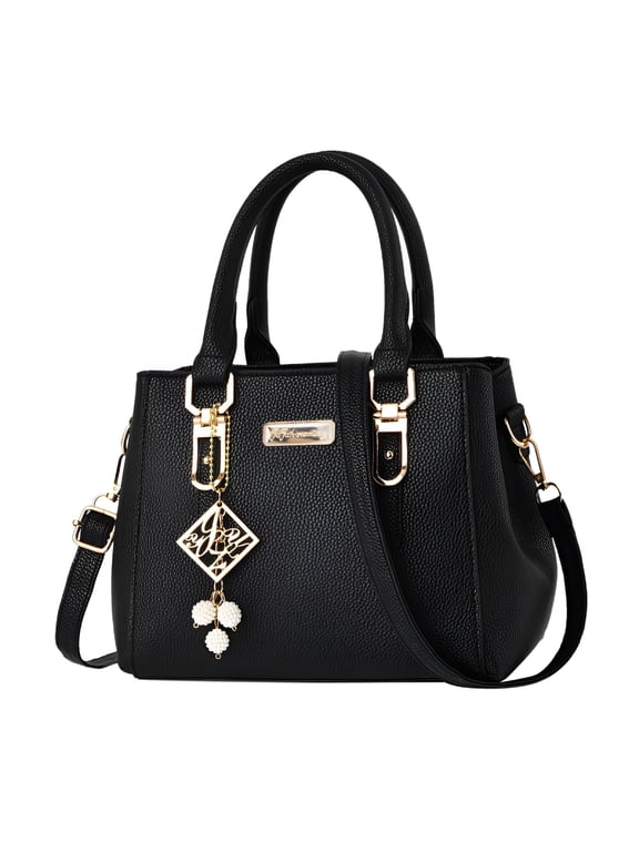 Purses and Handbags for Women Tote Shoulder Bag Satchel Black Purse Pu Leather Top Handle for Ladies Black Shoulder Bag