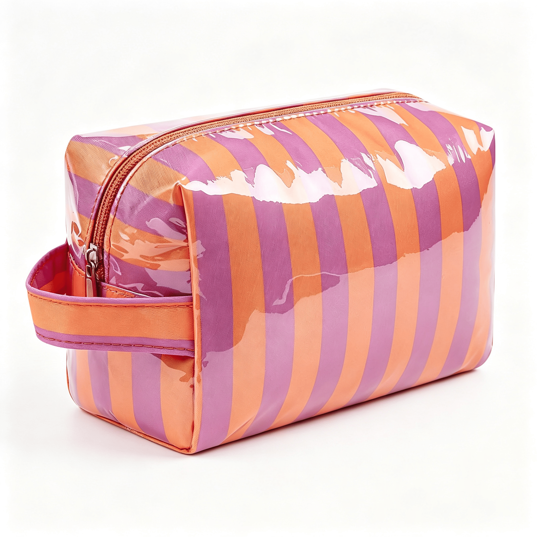 AOMRCOL Pvc Striped Makeup Bag,Easy to Clean,Waterproof Clear Coated ...