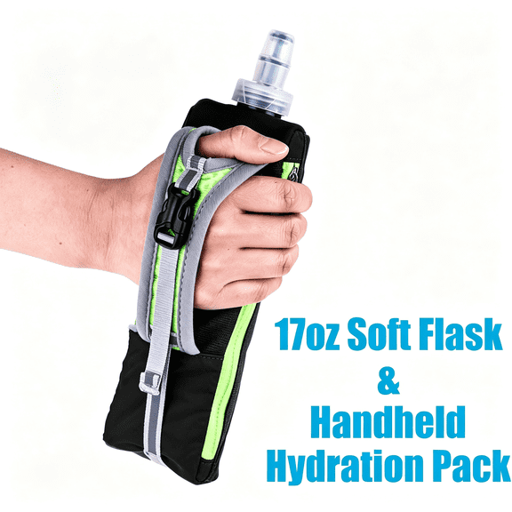 AOMRCOL Quick Grip Chill 17 Oz Handheld Soft Flask Water Bottle Hydration Pack Running Water Bottle Handheld (17 Oz Black)