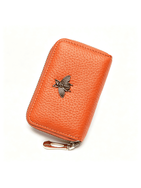 Rfid Credit Card Holder, Small Leather Zipper Card Case Wallet for Women Compact Size Small Wallets for Women
