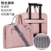AOMRCOL Rolling Computer Bag Laptop Tote Women Pink PU 1Pack Portable for Office School and Travel