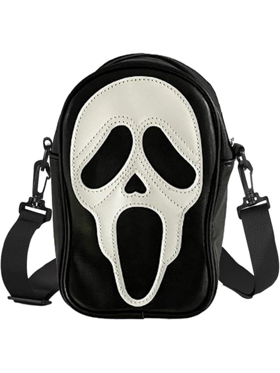 Scream Ghost Face PU Crossbody Goth Sling Bag for Men And Women,,Halloween Crossbody Bag