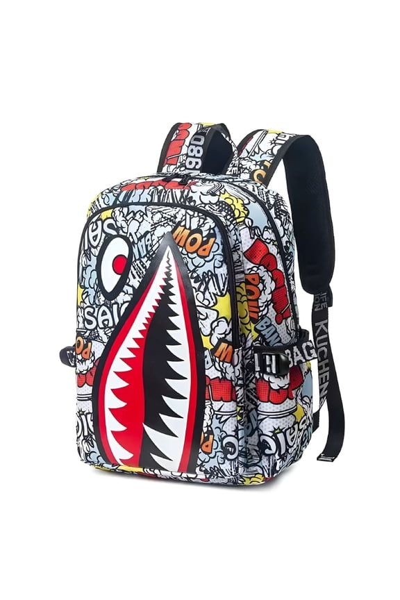 Shark Teens Backpacks Fashion Schoolbag Casual Waterproof Travel Usb Laptop Backpack Waterproof Backpack for Men (Style 4)