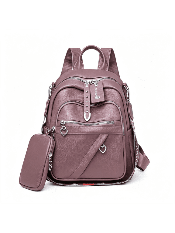 Small Backpack Purse for Women,Convertible Vegan Leather Bag|3-Way Backpack Purse for Work,Shopping and Travel; Fits an 11-" Tablet with Hidden Rear Pocket and Bonus Wallet