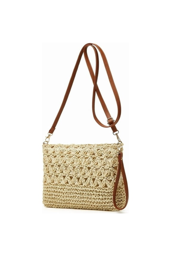 Straw Beach Bags for Women Rattan Purses Summer Straw Handwoven Bag Raffia Handbag Shoulder Bag Cross-Body Square Bag