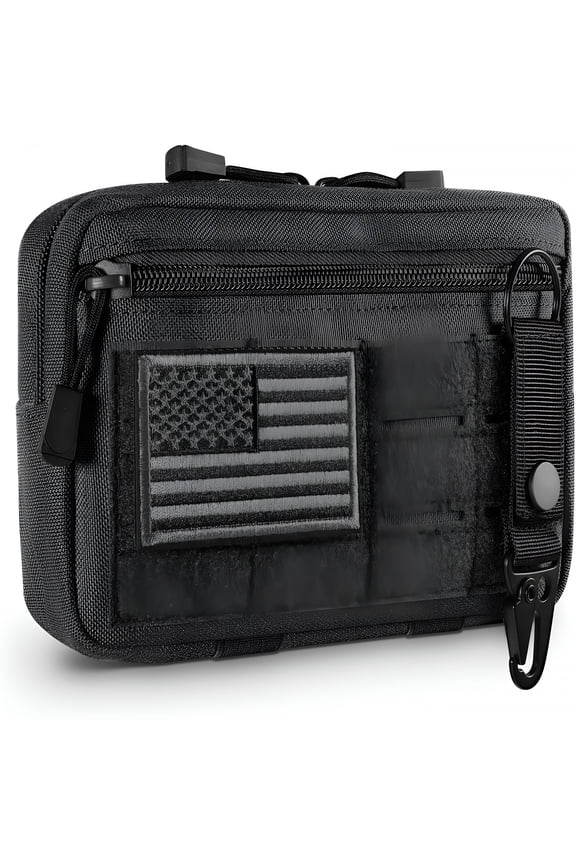 Tactical Molle Admin Pouch Utility Laser Cut EDC Tool Pouch Bag Horizontal Modular Pouches Include US Flag Patch and Keychain