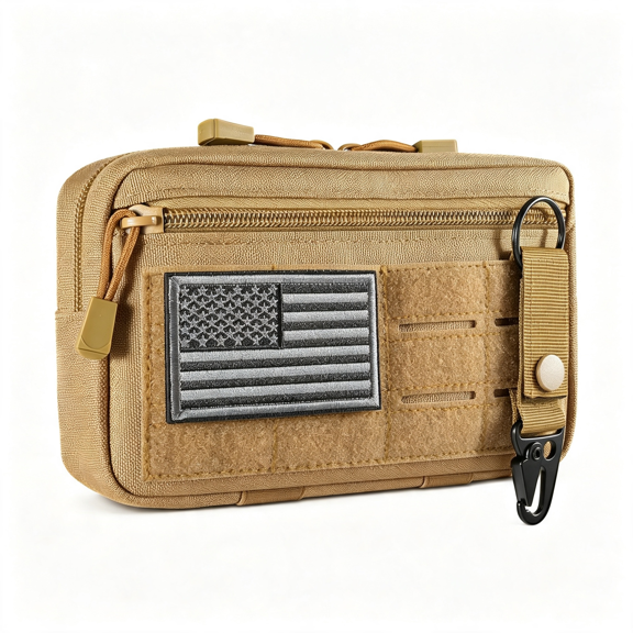 AOMRCOL Tactical Molle Admin Pouch Utility Laser Cut Edc Tool Pouch Bag Horizontal Modular Pouches Include Us Flag Patch and Keychain Molle Admin Pouch