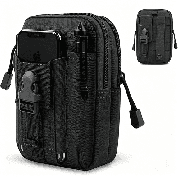 AOMRCOL Tactical Pouch, Universal Edc Waist Bag Belt Pouches, Outdoor Belt Bags Gear Tool Gadget Pocket with Cell Phone Holster
