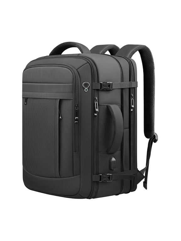 Travel Backpack,50L Expandable Extra Large Laptop Backpack,Carry on Backpack Airline Approved Water Resistant Business Suitcase Daypack Bag Fits 17In Laptops,Travel Gifts for Men Women,Black