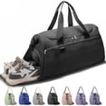 thumbnail image 1 of AOMRCOL Travel Duffle Bag Gym Bags with Shoe Compartment Wet Pocket Waterproof for Weekender Overnight Gym Sports Traveling Swimming Yoga Workout,Black Gym Bags For Men, 1 of 9