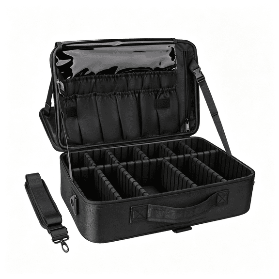 AOMRCOL Travel Makeup Train Case Cosmetic Case Organizer Portable Artist Storage Bag with Adjustable Dividers for Cosmetics Makeup Brushes Toiletry Jewelry Digital Accessories