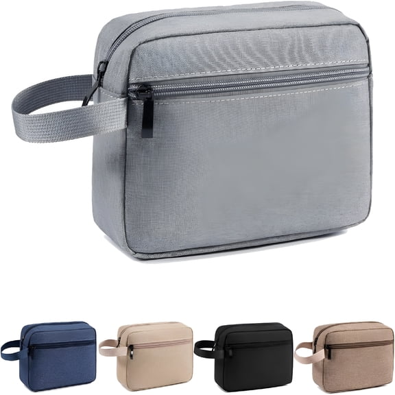 AOMRCOL Travel Toiletry Bag, Small Cosmetic Bag, Hanging Water-Resistant Organizer for Men & Women, for Makeup, Shaving Kit, Gym Essentials & Travel Accessories (Grey)