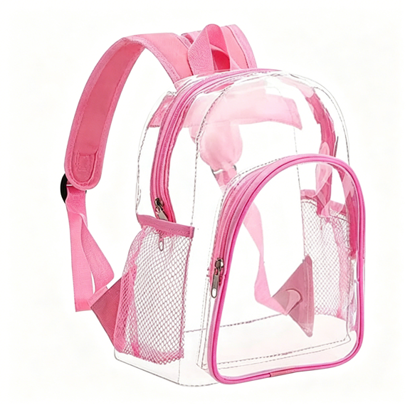 AOMRCOL Unisex Transparent Clear Mini Backpack Stadium Approved for Concert Sports Event Travel School Work Security Check Friendly Fashion Accessory Gift Lightweight,Pink