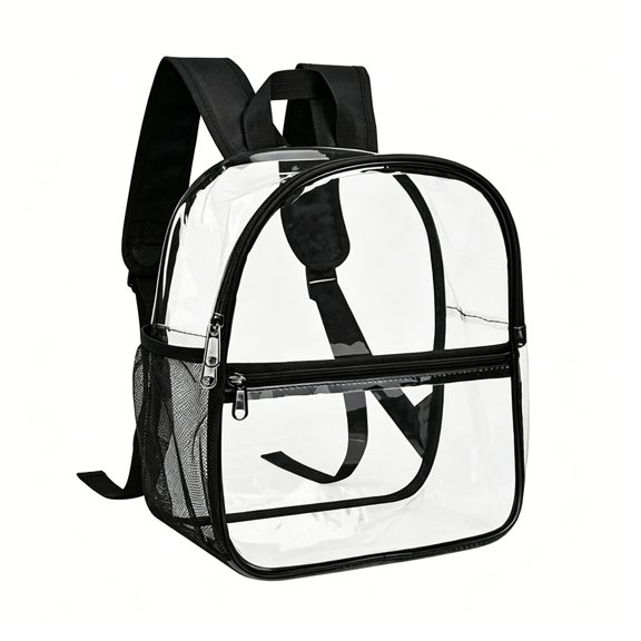 AOMRCOL Unisex Transparent Work Sport Event Mini Backpack Stadium Approved for Concert Sports Event Travel School Security Check Friendly Fashion Accessory Gift,Black