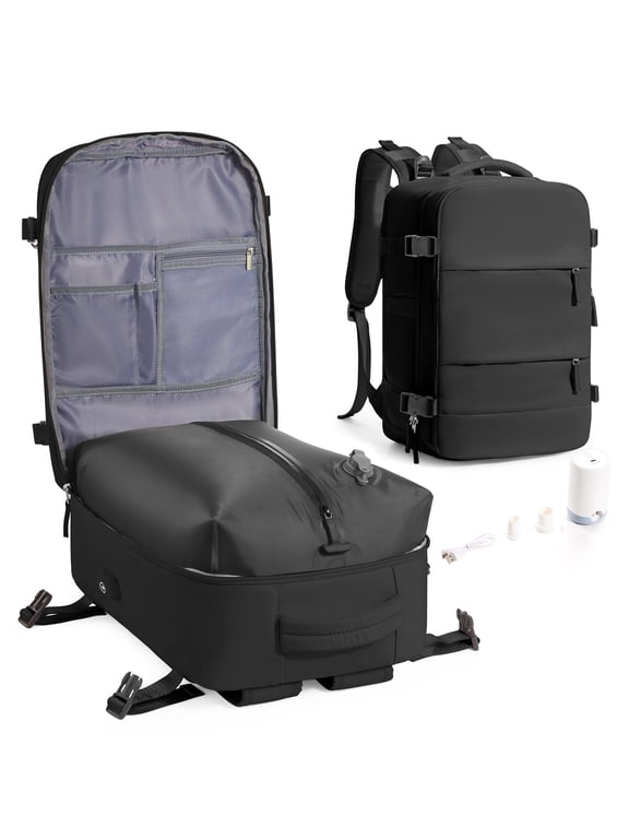 Vacuum Backpack for Travel,Vacuum Seal Carry on Backpack with Vacuum Compression,Vacuum Travel Backpack with Pump for Women Airline Approved Air Backpack Vacpack for Work College Daypack