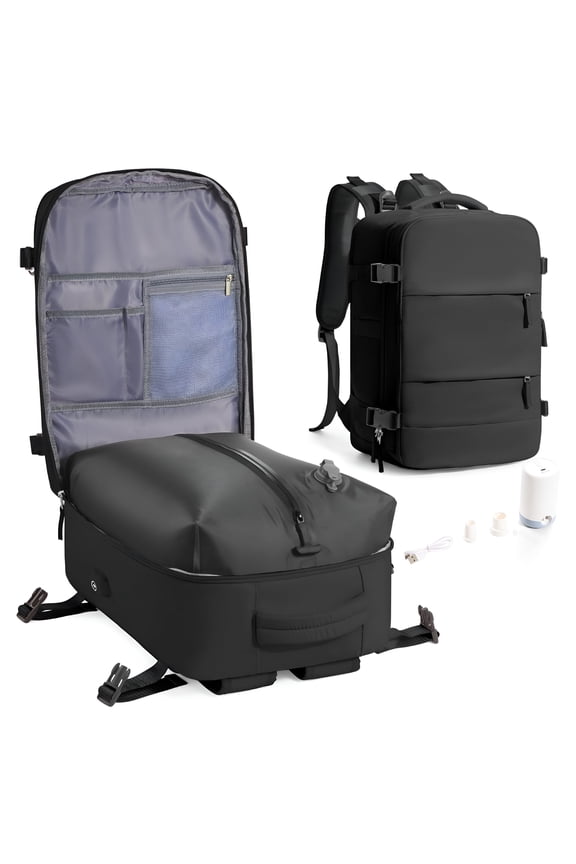 Vacuum Backpack for Travel,Vacuum Seal Carry on Backpack with Vacuum Compression,Vacuum Travel Backpack with Pump for Women Men Airline Approved Air Backpack Vacpack for Work College Daypack