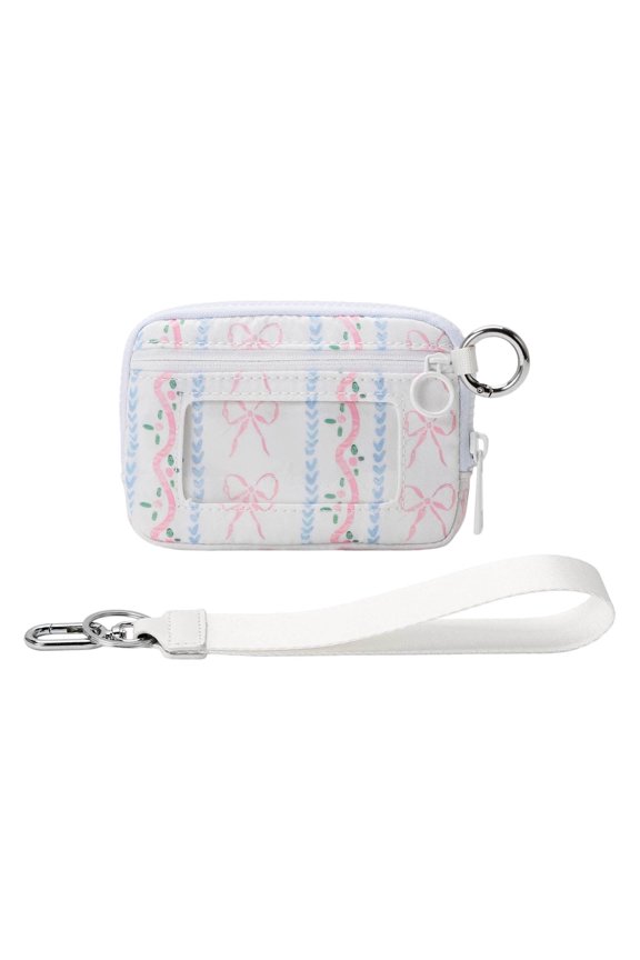 Waterproof Wristlet Pouch with Clear Card Slot and Wrist Strap,Bow Pattern Travel Wallet Women,Rfid Blocking Phone Pouch Commute,Outdoor,Concert,And Festival Essentials