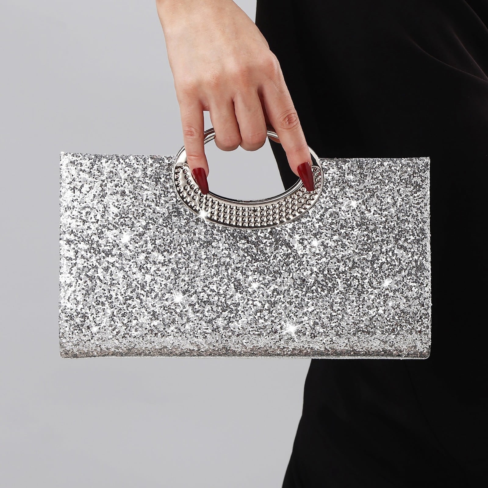 AOMRCOL Wedding Clutch Silver Purse for Women Evening Dress Purses Formal,Silver Clutch Purse