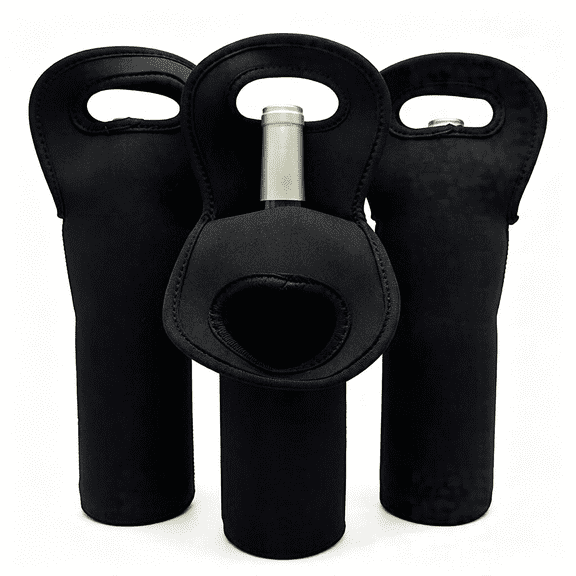 AOMRCOL Wine Carrier Tote Bag Set of 3 Neoprene Champagne Bottles Protective Travel Bag Beer Cans Water Bottle Holder for Safe Transportation(Black) Wine Bag