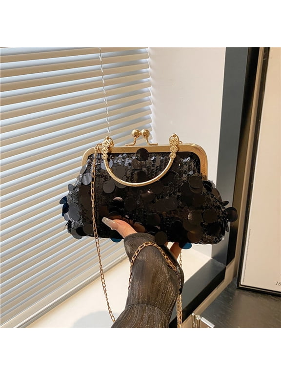 Women'S Evening Chain Clutch Bag Party Wedding Evening Sequined Crossbody Bag Elegant Sparkling Ladies' Shoulder Bag Formal Occasion&Night Out Fashion Handbag Evening Bag