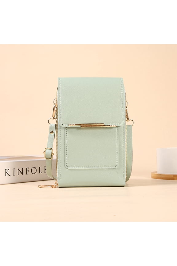 Women'S Touch Screen Mobile Phone Messenger Bag,Anti-Theft Leather Messenger Bag Rfid Block Mobile Phone Purse