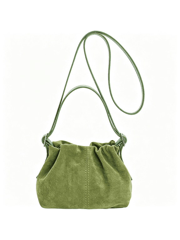 Women Vintage Suede Handbags Tote Handbag Drawstring Bucket Bag Slouchy Crossbody Shoulder Bag Satchel Everyday Purse