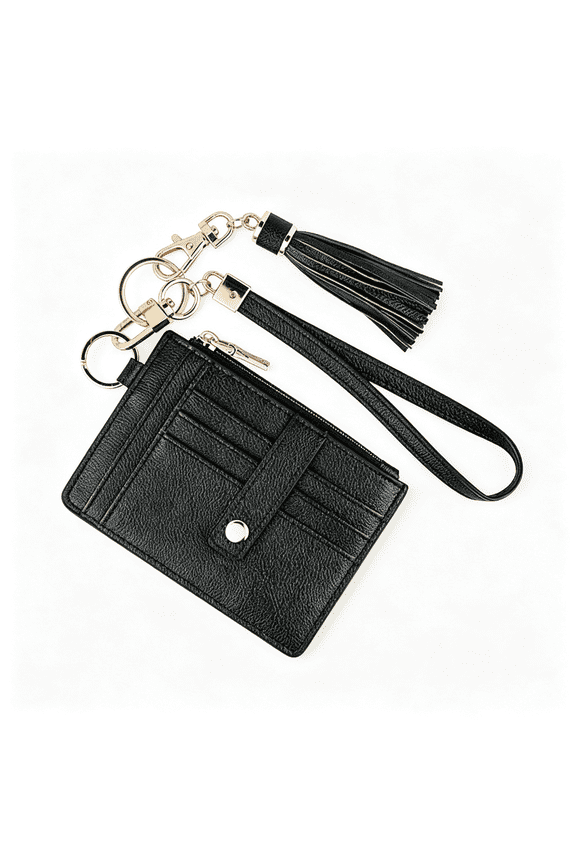 Wristlet Wallets for Women,Keychain Rfid Blocking Credit Card Holder,Small Girly Wallet with Bracelet,Silicone Beaded Tassel Key Ring Card Holder Cable Organizer Bag