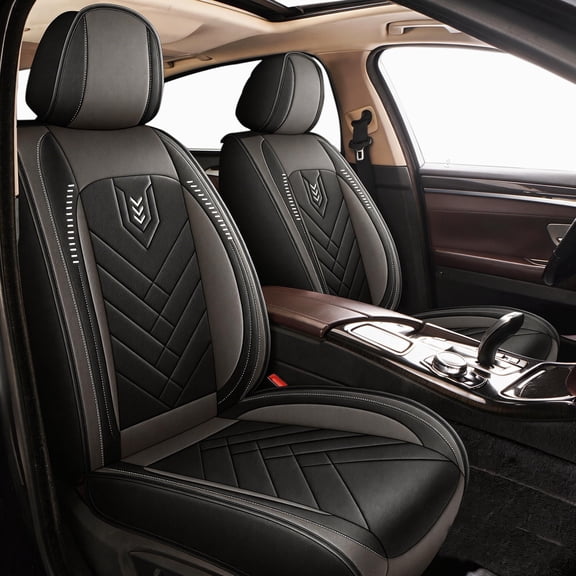AOMSAZTO Car Seat Cover for BMW X3 2011-2017 Faux Leather Waterproof Seat Covers Automotive Seat Protectors Cushions(2 Front Seat,Black&Grey)